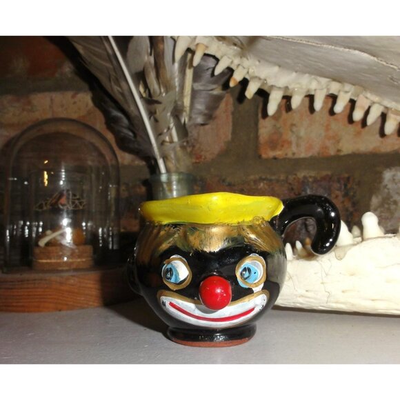 Vintage Thames Redware Clown Face Creamer or Espresso Cup oddity curiosity 1940s - Picture 5 of 16